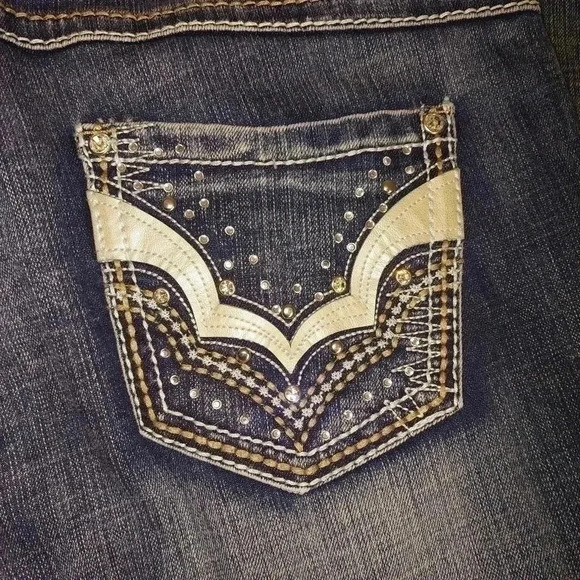 Wired Heart Jeans Womens 30 Stretch Medium Wash Low Rise Bootcut - Picture 6 of 9